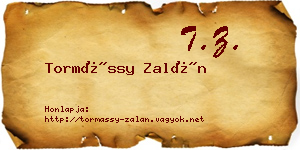 Tormássy Zalán névjegykártya